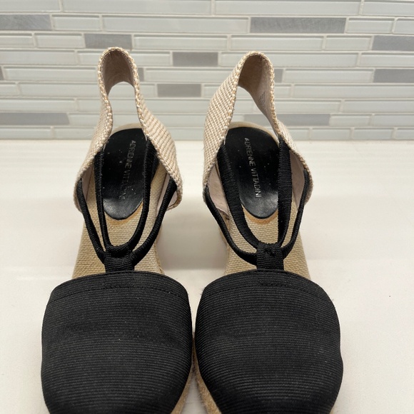 Size 7 black rope covered wedge with cloth heel strap - Picture 1 of 4